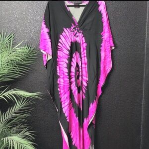 Black/Fuschia Tie Dye Swirl One Dress Size Small to Large New